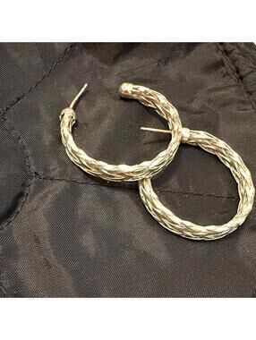 Vintage Silver Braided Hoop Earrings